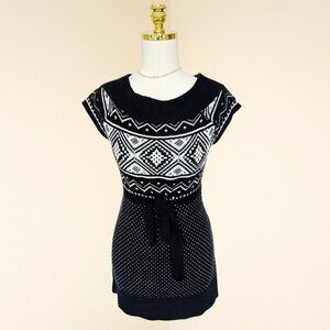 Vintage Black & White Knit Mini Dress